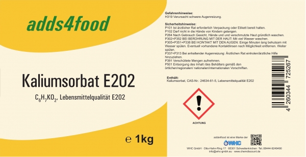 25kg Kaliumsorbat in Lebensmittelqualität E202, Sackware